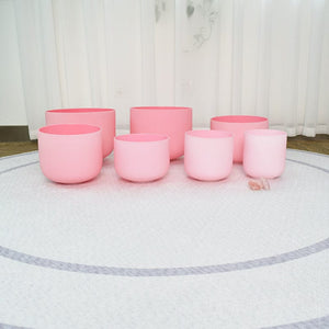 New Complete Healing Crystal Singing Bowl Set - New Rose Color Design - Size 6" to 12" - 432 Hz