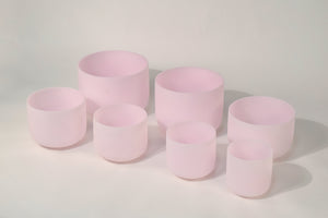 Crystal Singing Bowl Set - New Rose Color Design - 7 Chakra Tuned - Complete Healing 432 Hz - Size 6"-12" - 6 Lynx - Sound Healing