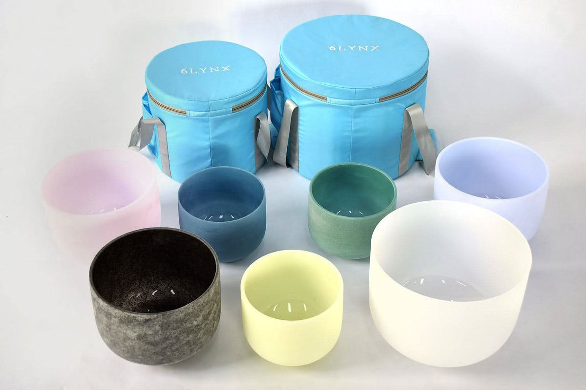 Crystal Singing Bowl Set - New Solfeggio Frequency Miracle Healing - Multi Crystal Imbued Alchemy Bowl Set - 6 Lynx - Sound Healing