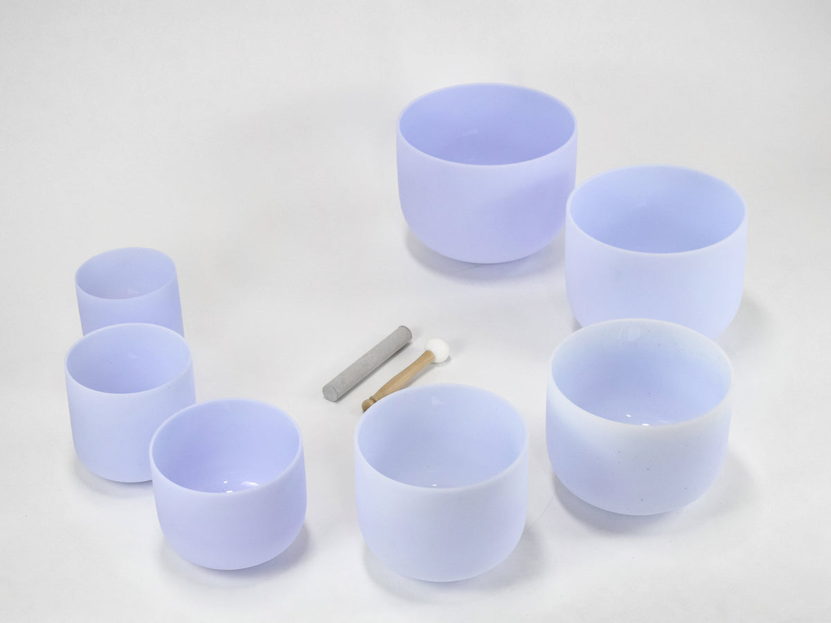 Pure Amethyst Crystal Singing Bowl Set - Chakra Tuned  - Complete Healing - Size 6"-12" - 6 Lynx - Sound Healing