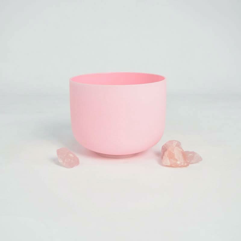 Crystal Singing Bowl Set - New Rose Color Design - 7 Chakra Tuned - Complete Healing 432 Hz - Size 6"-12"
