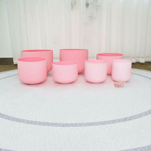 Crystal Singing Bowl Set - New Rose Color Design - 7 Chakra Tuned - Complete Healing 432 Hz - Size 6"-12"