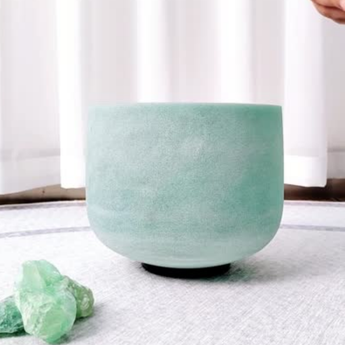 528 Hz Love Frequency Crystal Singing Bowl - 8" Made With Emerald Fluorite - 6 Lynx - Sound Healing