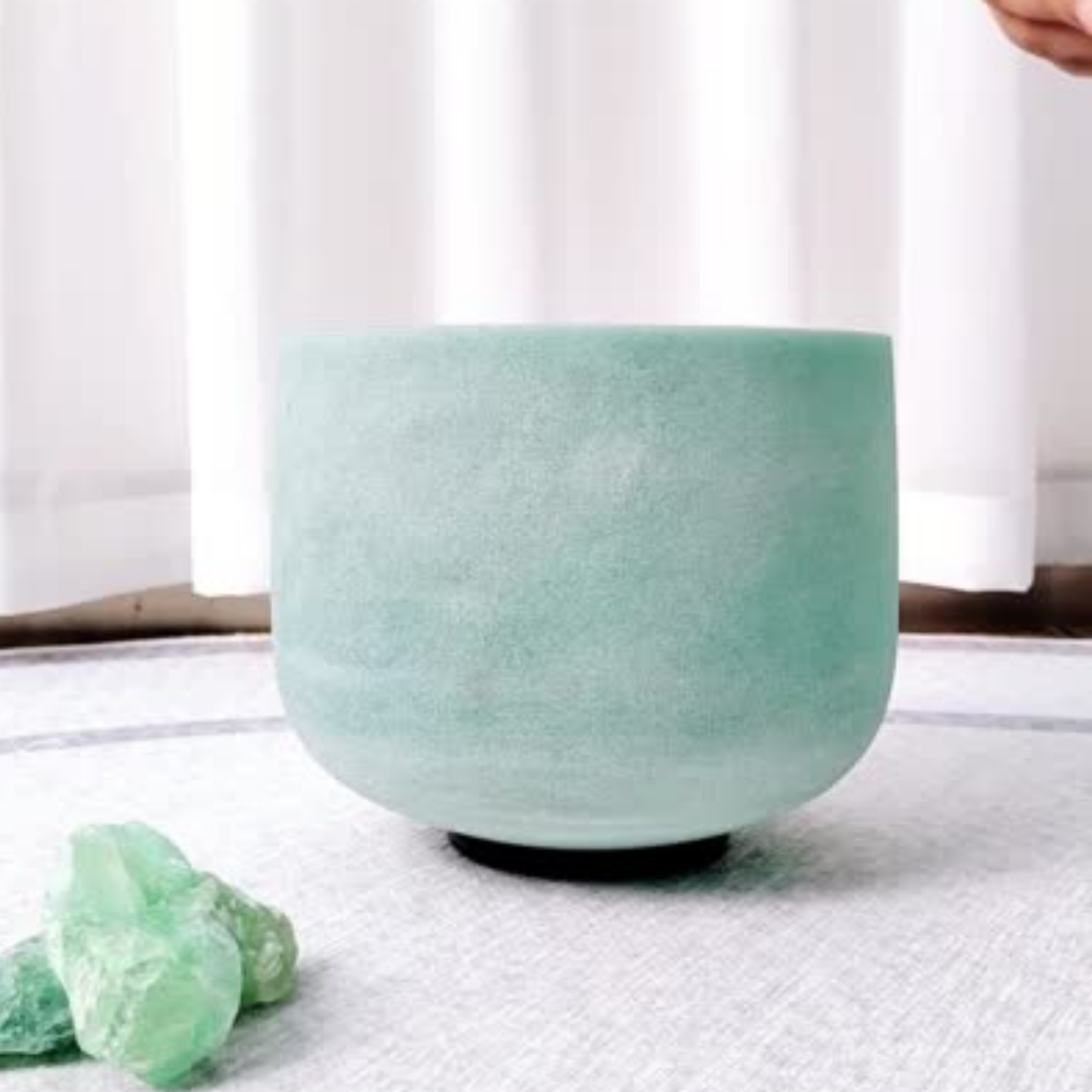 528 Hz Love Frequency Crystal Singing Bowl - 8" Made With Emerald Fluorite - 6 Lynx - Sound Healing