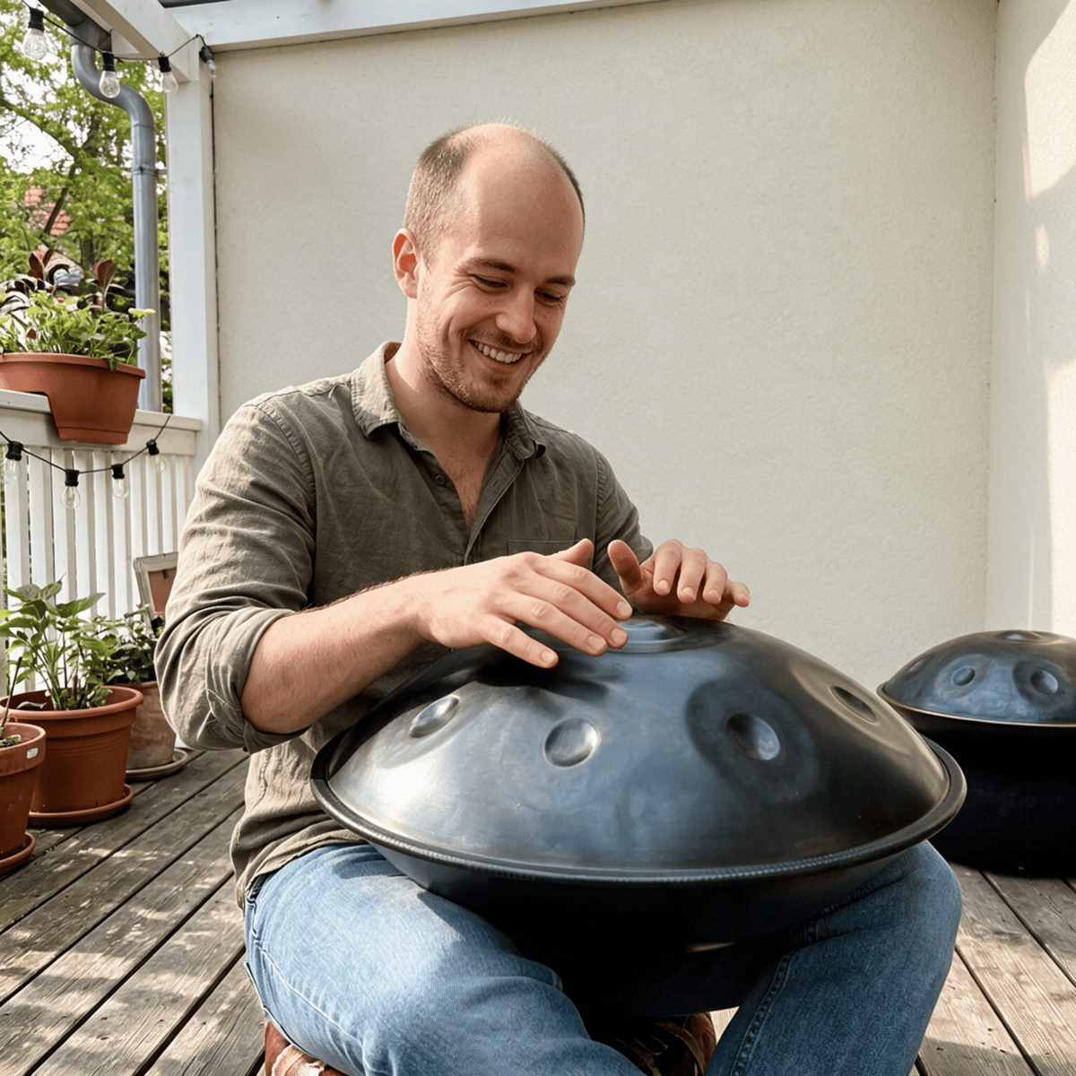 Moyo Drum - New Handpan  - Percussion Instrument - 22" - Hand Made - Kurd/ Hijaz/ Sabeye Scale - with Carry Case and Stand - 6 Lynx - Sound Healing