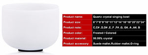 Chakra 14" Note C/D/E/F/G/A/B  Frosted Quartz Crystal Singing Bowl - 6 Lynx - Boho Accessories