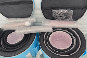 Crystal Singing Bowl Set - New Rose Quartz Design - 7 Chakra Tuned - Complete Healing 432 Hz - Size 6"-12" - 6 Lynx - Sound Healing