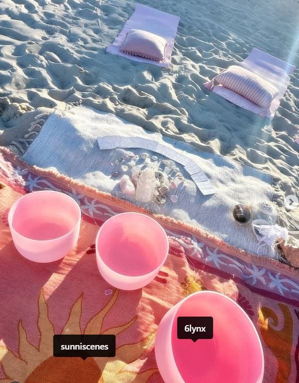 Crystal Singing Bowl Set - New Rose Color Design - 7 Chakra Tuned - Complete Healing 432 Hz - Size 6"-12"