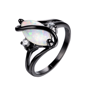 S Type Black Filled Fire Opal Ring - 6 Lynx - Boho Accessories