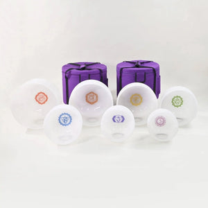 Crystal Singing Bowl Set - 7 Chakra Tuned - Complete Healing - 432 Hz - Large Size 8" to 14"