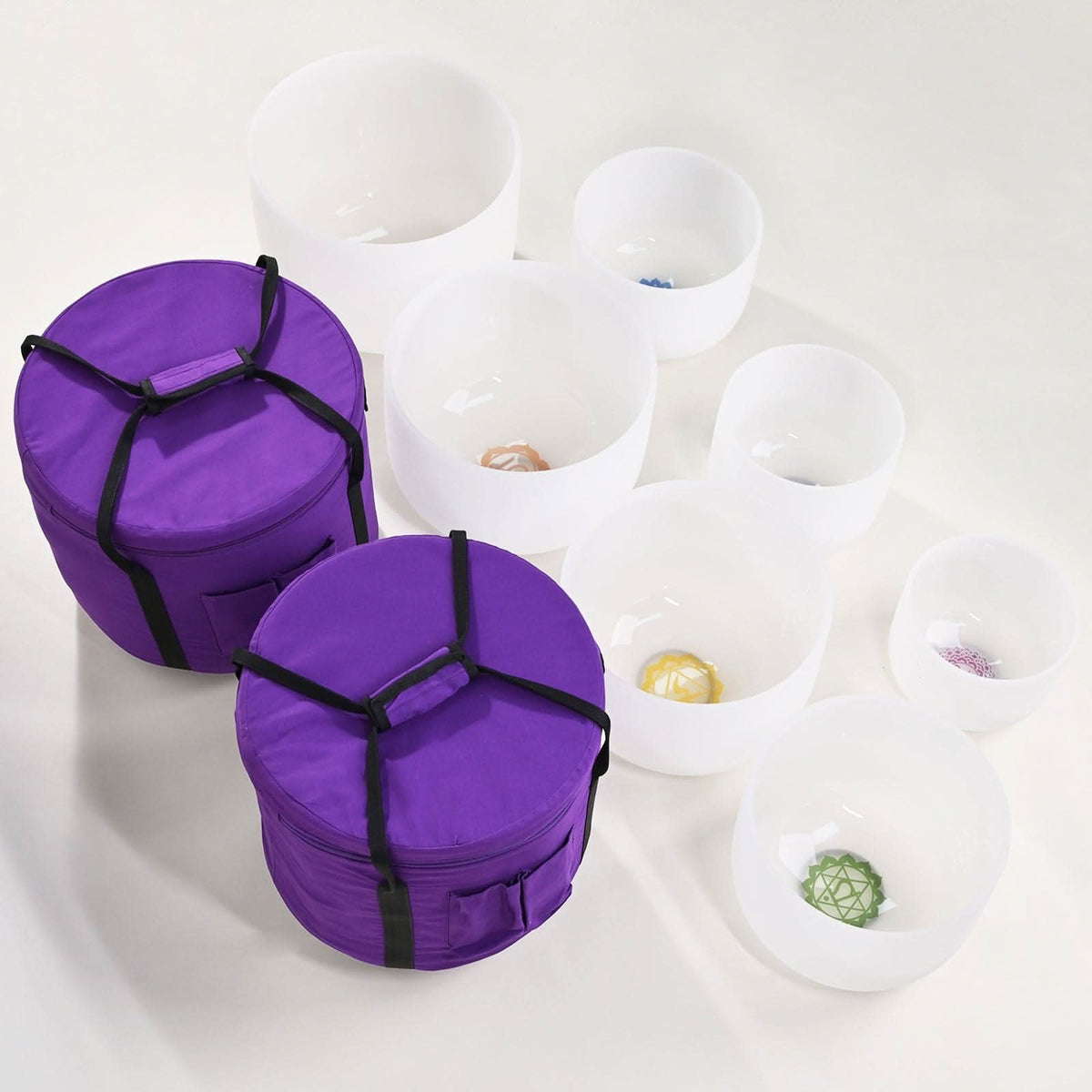 Crystal Singing Bowl Set - 7 Chakra Tuned - Complete Healing - 432 Hz - Largest Size 9” to 16” - 6 Lynx - Sound Healing