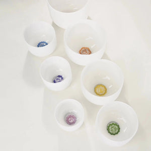 Crystal Singing Bowl Set - 7 Chakra Tuned - Complete Healing - 432 Hz - Large Size 8" to 14"