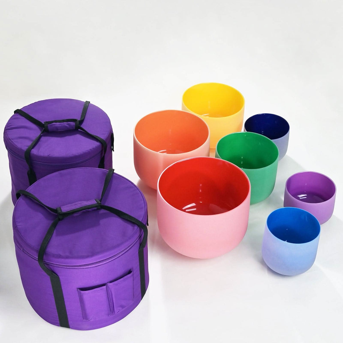 Crystal Singing Bowl Set - 7 Chakra Tuned - Complete Healing - 432 Hz - Largest Size 9” to 16” - 6 Lynx - Sound Healing