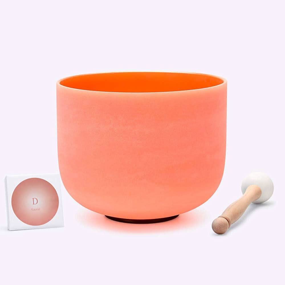 Chakra Color Crystal Chakra Singing Bowl - 99.993% Pure Quartz For Clear Sounds, Deep Meditation and Chakra Balance - 6 Lynx - Sound Healing