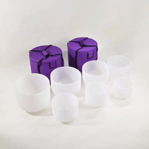 Crystal Singing Bowl Set - 7 Chakra Tuned - Complete Healing - 432 Hz - Large Size 8" to 14"