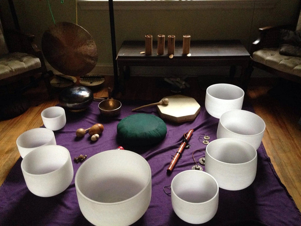 Large Crystal Singing Bowl Set - 7 Chakra Tuned - Complete Healing - 432 Hz - Size 8