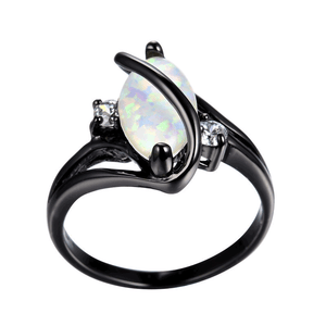 S Type Black Filled Fire Opal Ring - 6 Lynx - Boho Accessories