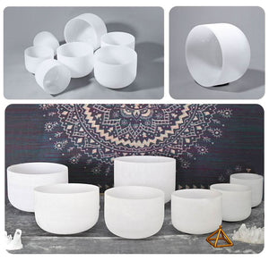 Essential Chakra Set Notes A, F and C - 99.993% Pure Quartz Crystal Singing Bowls