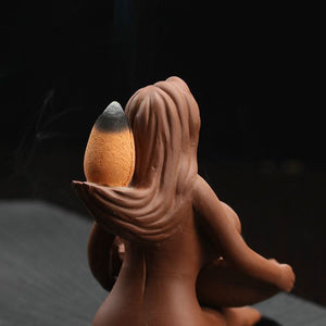 Naked Goddess Smoke Backflow Incense Burner - Aroma Ceramic Ornament for  Home and Zen Rooms - 6 Lynx - Boho Accessories