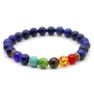 7 Chakra Natural Black Lava Stone Healing Balance Buddhism Bracelet - 6 Lynx - Boho Accessories