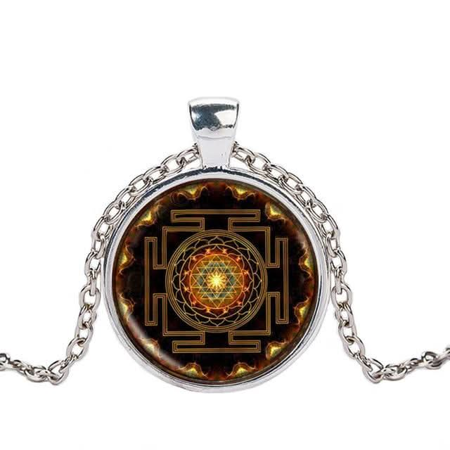 Sacred Sri Yantra Necklace Buddhist Pendant - 6 Lynx - Sound Healing