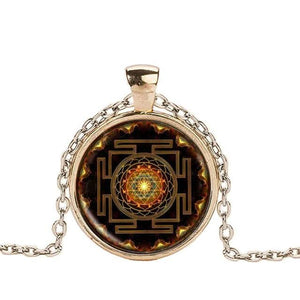 Sacred Sri Yantra Necklace Buddhist Pendant - 6 Lynx - Boho Accessories