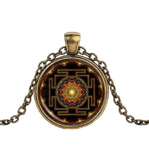 Sacred Sri Yantra Necklace Buddhist Pendant - 6 Lynx - Boho Accessories