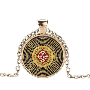 Sacred Sri Yantra Necklace Buddhist Pendant - 6 Lynx - Boho Accessories