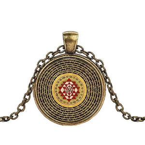 Sacred Sri Yantra Necklace Buddhist Pendant - 6 Lynx - Boho Accessories