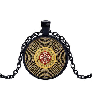 Sacred Sri Yantra Necklace Buddhist Pendant - 6 Lynx - Boho Accessories