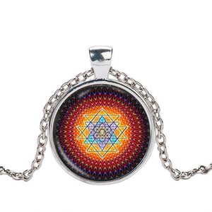 Sacred Sri Yantra Necklace Buddhist Pendant - 6 Lynx - Boho Accessories