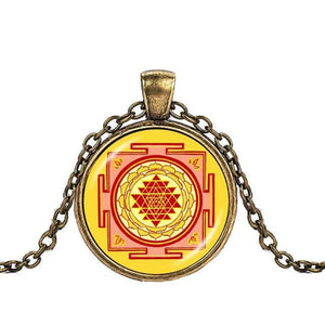 Sacred Sri Yantra Necklace Buddhist Pendant - 6 Lynx - Boho Accessories