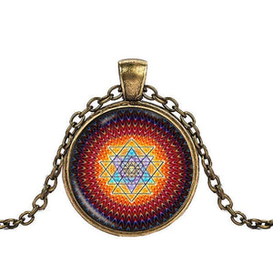 Sacred Sri Yantra Necklace Buddhist Pendant - 6 Lynx - Boho Accessories