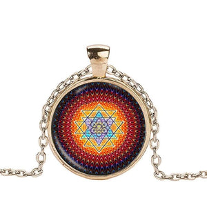 Sacred Sri Yantra Necklace Buddhist Pendant - 6 Lynx - Boho Accessories