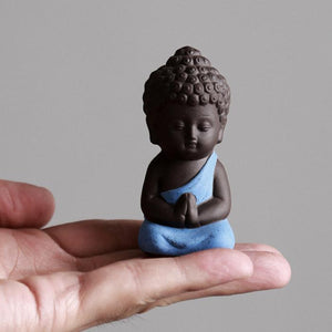 Buddhism Tiny Meditation Monk Cute Statue Miniature Craft Buddha Statues Clay - 6 Lynx - Boho Accessories
