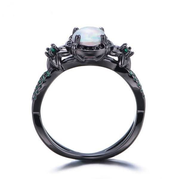 Black Gold Filled White Fire Opal Ring - 75% OFF Next 48