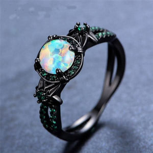 Black Gold Filled White Fire Opal Ring - 75% OFF Next 48 Hours - 6 Lynx - Boho Accessories