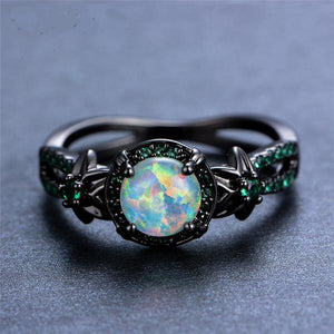 Black Gold Filled White Fire Opal Ring - 75% OFF Next 48 Hours - 6 Lynx - Boho Accessories