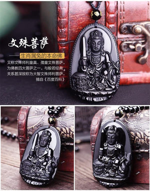 Best Selling Natural Obsidian Stone Buddha Amulet - 6 Lynx - Boho Accessories
