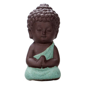 Buddhism Tiny Meditation Monk Cute Statue Miniature Craft Buddha Statues Clay - 6 Lynx - Boho Accessories