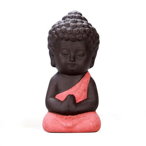 Buddhism Tiny Meditation Monk Cute Statue Miniature Craft Buddha Statues Clay - 6 Lynx - Boho Accessories