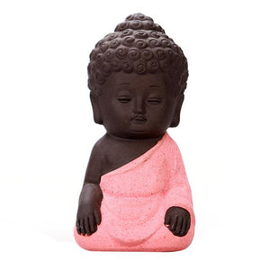 Buddhism Tiny Meditation Monk Cute Statue Miniature Craft Buddha Statues Clay - 6 Lynx - Boho Accessories