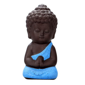 Buddhism Tiny Meditation Monk Cute Statue Miniature Craft Buddha Statues Clay - 6 Lynx - Boho Accessories