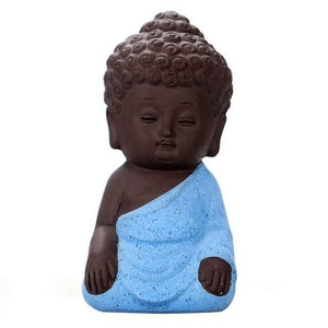 Buddhism Tiny Meditation Monk Cute Statue Miniature Craft Buddha Statues Clay - 6 Lynx - Boho Accessories