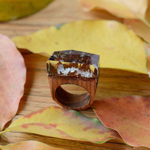 Resin Wooden Rose Secret Forest Miniature World Ring - 6 Lynx - Boho Accessories