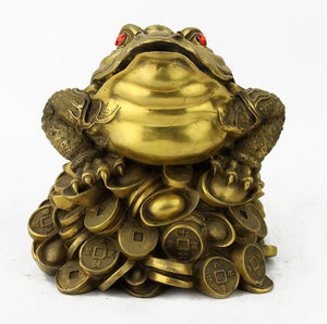 BIG Feng Shui Brass Three Legged Toad,Money Frog - 6 Lynx - Boho Accessories