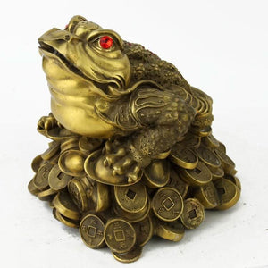 BIG Feng Shui Brass Three Legged Toad,Money Frog - 6 Lynx - Boho Accessories