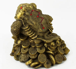 BIG Feng Shui Brass Three Legged Toad,Money Frog - 6 Lynx - Boho Accessories