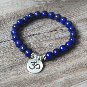 8 MM Lazurite Stone Bracelet Tibetan Buddhism Chakra Mala Bracelet OM Lotus Women Men Beaded Strand Bracelet Handmade Jewelry - 6 Lynx - Boho Accessories