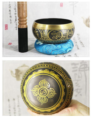 Collectable Antique Tibetan Singing Bowl With Wooden hammer and Cushion for Meditation, Prayer - Save 50% - 6 Lynx - Boho Accessories